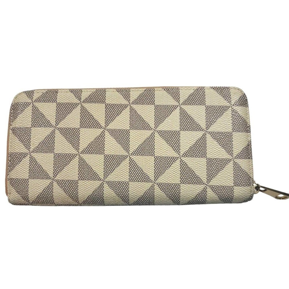 Woman Checkered Wallet Clutch Wristlet Coin Card Cash Purse Fashion Damier White